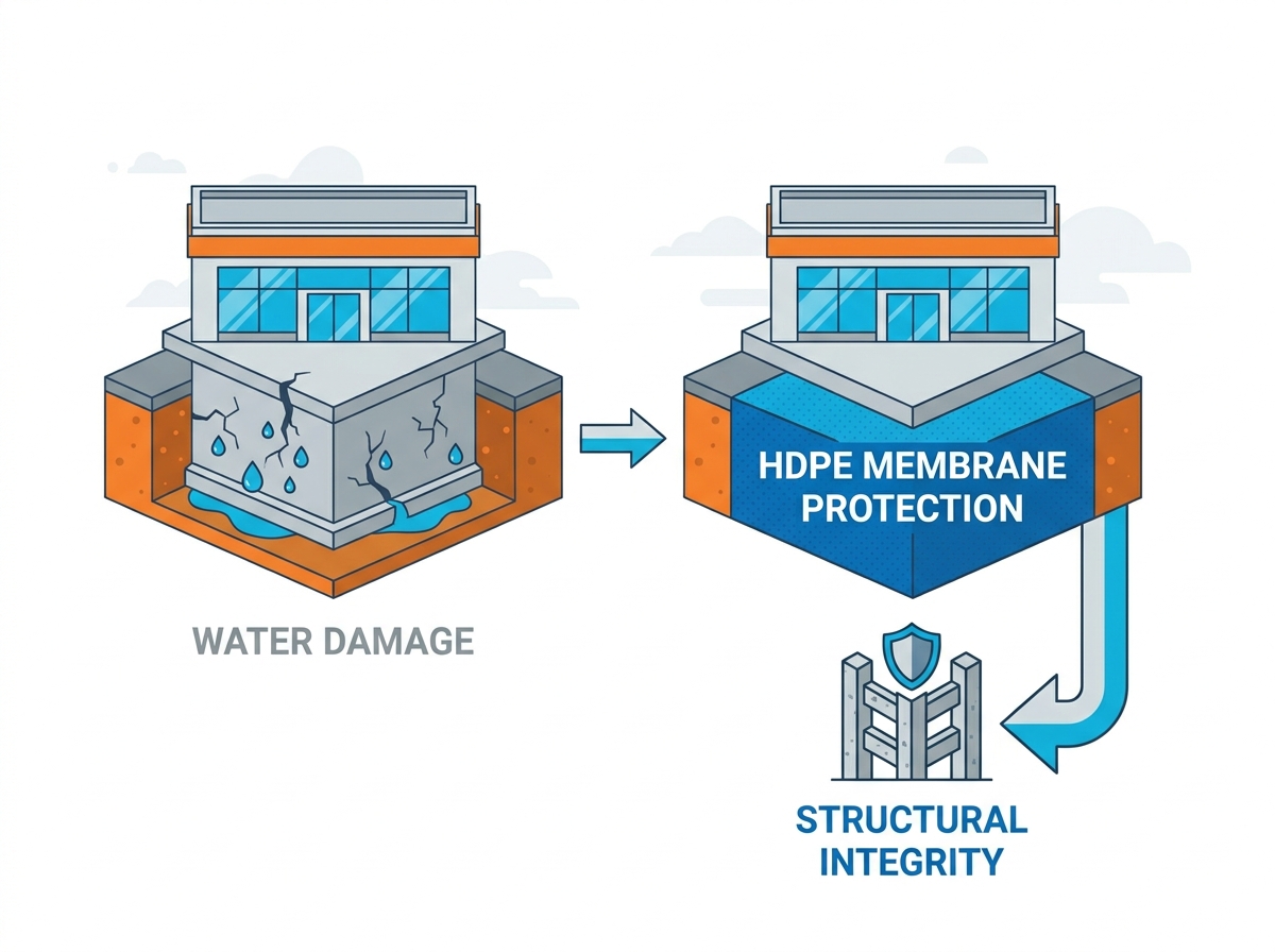 Применение гидроизоляционных мембран HDPE
